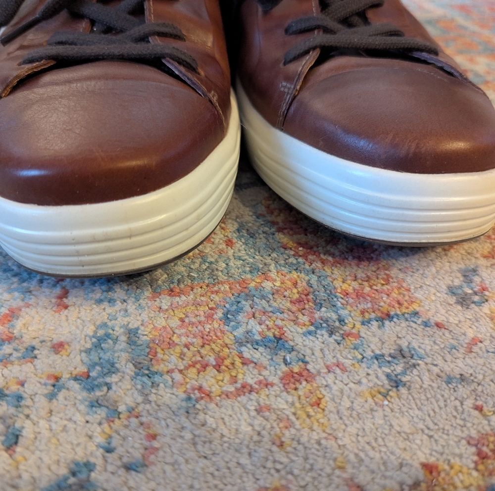 Ecco Soft 7 Brown Leather Shoes Men's 46 US 12-12.5 Casual LaceUp Diff Insoles - Picture 5 of 13